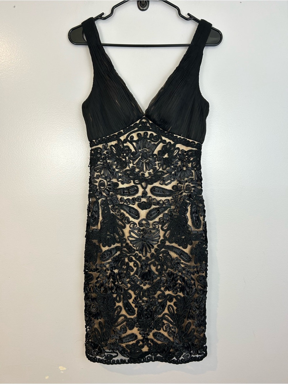 Sue Wong Vintage Black Nocture Beaded Sleeveless Cocktail Dress Size 4